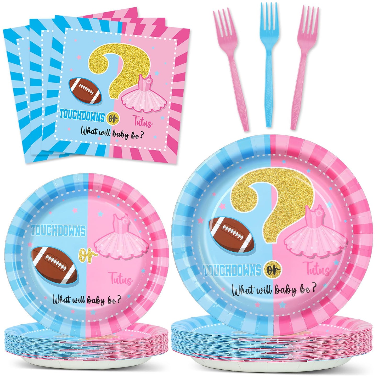 96Pcs Gender Reveal Party Supplies Touchdown or Tutus Gender Reveal