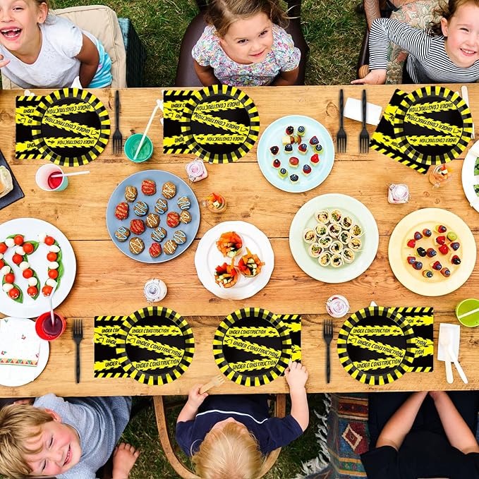 96 Pieces Construction Birthday Party Tableware Set for Dump Truck