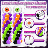 2 Set Halloween Eyeball Balloon Column Stand Kit with Red Green