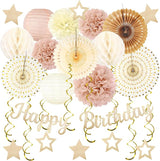 Champagne-Gold Fall Boho Birthday Party-Decorations - 29pcs Beige