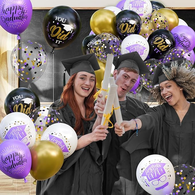 OuMuaMua 74 Pack Graduation Party Decorations Balloons Set - 12 Inch B