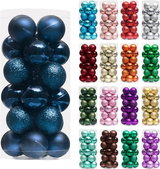 XmasExp 24ct Mini Christmas Ball Ornaments Shatterproof Christmas Orna