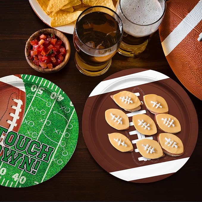 Football Party Supplies Kit Serve 48 Guests with 9 Inch Paper Plates