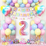 2nd Birthday Decorations Rainbow Gradient Number 2nd Balloon Pastel