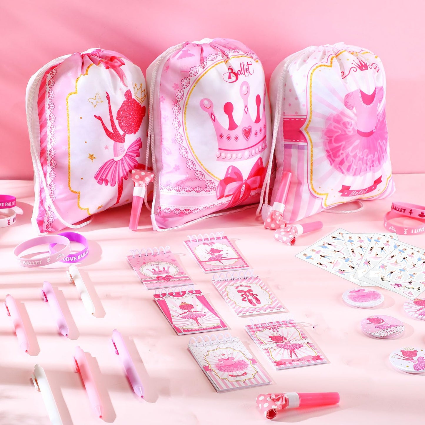Yeaqee 100Pcs Ballerina Party Favors Include Ballet Drawstring
