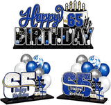 LINGTEER Happy 65th Birthday Blue Acrylic Table Topper Centerpieces