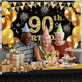 90th Birthday Decorations Men Women with 90th Birthday Banner Black