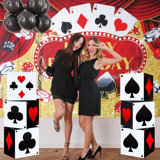 12 PCS Casino Theme Party Decoration 11.8 Inches Poker Favor Boxes