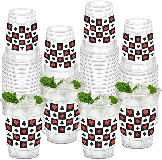 50 Pcs Casino Party Cups 12oz Poker Theme Cups for Poker Game Party