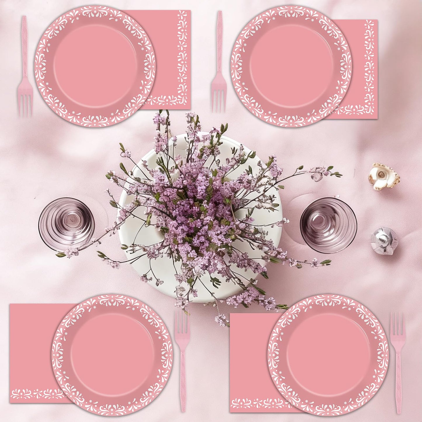 96 Pcs Pink Cielito Party Theme Lindo Decorations Mexican Disposable