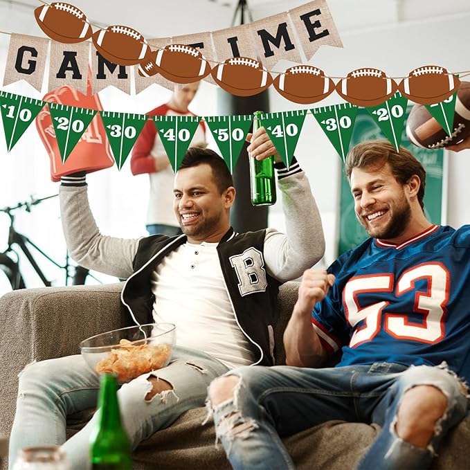 Game Time Football Burlap Banner Football Party Favors Decorations