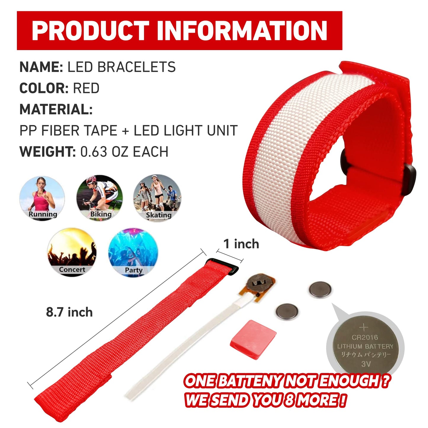 KIRALUMI 8 PCS LED Glow Bracelets, Light Up Wristbands - Glow in The