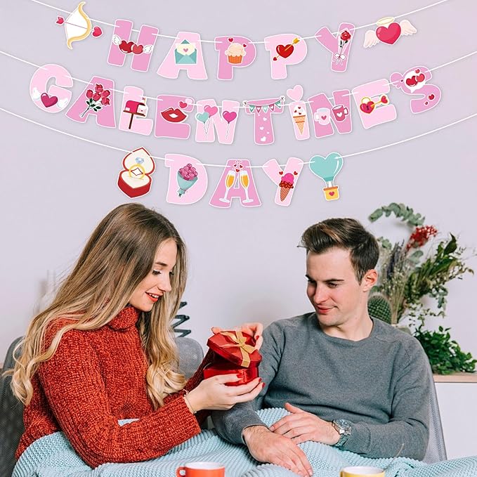 Happy Galentine's Day Banner Pink Galentine’s Day Garlands