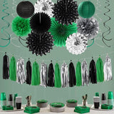 Black Green Silver Football Party Decorations 33pcs Banner Soccer