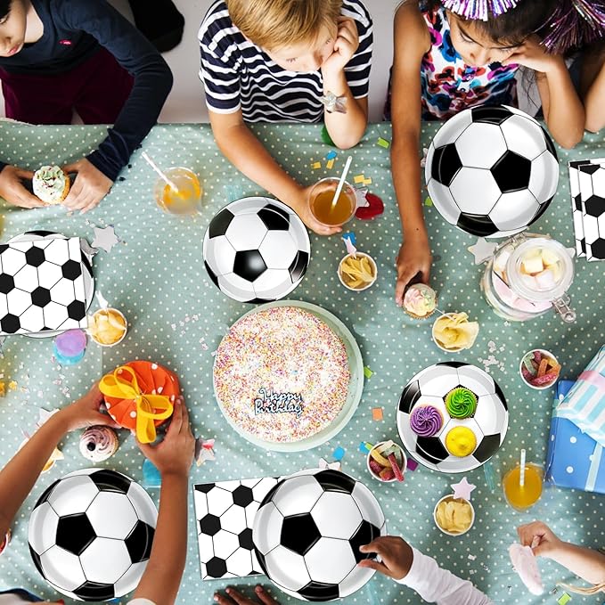 60 PCS Soccer Party Decorations Soccer Plates and Napkins Tableware