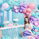 Mermaid Balloon Garland Arch Kit Pastel Pink Purple Teal Blue Clear