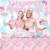 175PCS Mermaid Party Decorations Mermaid Theme Party Supplies Plates