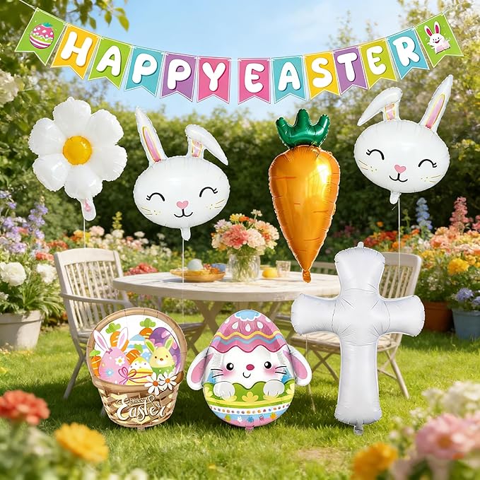Easter Party Decorations 16Pcs Happy Easter Banner and Large Easter