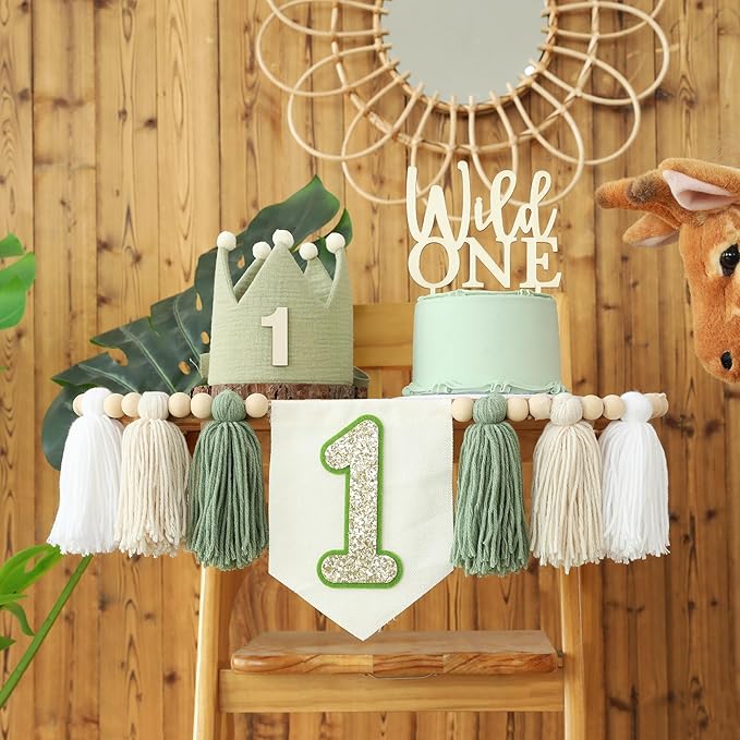 Wild One High Chair Banner For 1st Birthday Party Boy