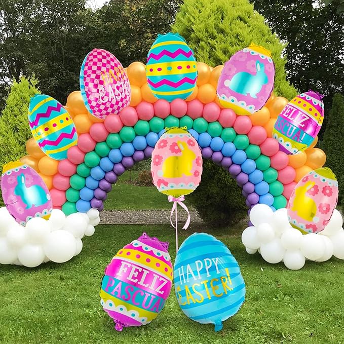20 PCS Easter Egg Balloons Happy Easter Foil Balloons Egg Mylar