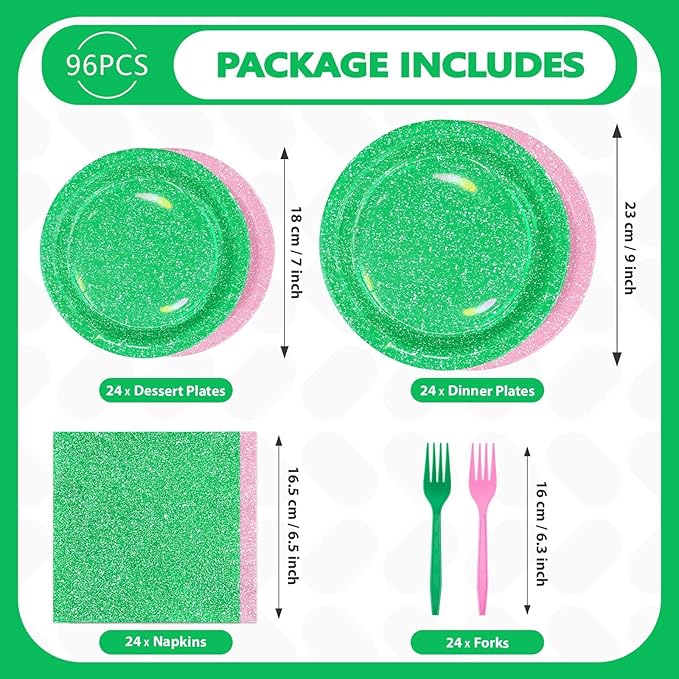 96 PCS Pink and Green Witch Party Supplies Witch Birthday Party