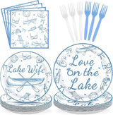 96Pcs Happy Engagement Party Decorations ﻿Dusty Blue Wedding Decor