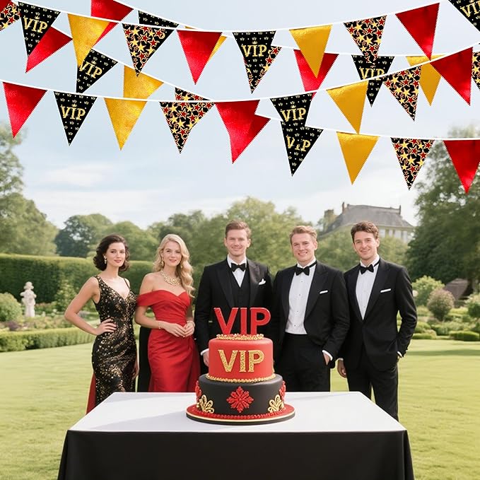 32Ft Hollywood Theme Party Decorations Red Black Gold VIP Star