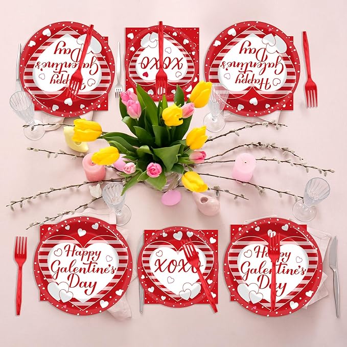 100pcs Galentine's Day Party Supplies Valentine's Day Paper Plates