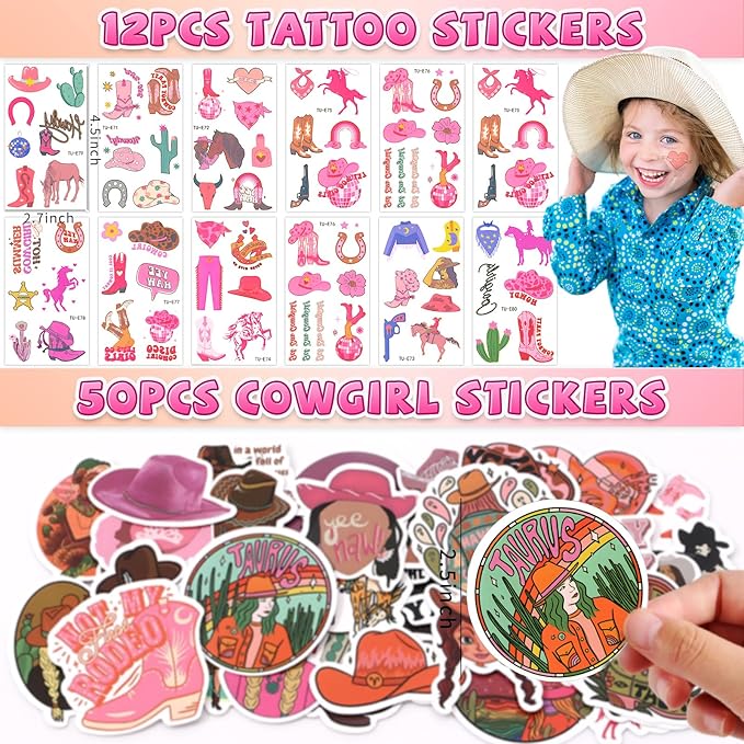 110Pcs Cowgirl Party Favors Hot Pink Princess Birthday Supplies for