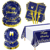 81 Pieces Blue and Gold Party Supplies - Blue and Gold Birthday