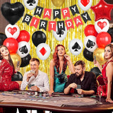 Casino Theme Party Decorations Red Black Gold Poker Balloons Happy