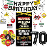 70th Birthday Decorations Men Women Caution Logo 70 Is Only 21 in