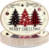 50Pcs Christmas Tree Oval Paper Plates 10 x 12 Large Heavy Duty