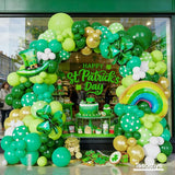 St Patrick's Day Balloon Garland Arch Kit Green Gold White Balloons