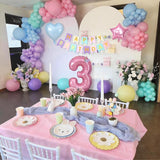 3rd Birthday Decoration for Girls Easter Pastel Rainbow Macaron 3rd
