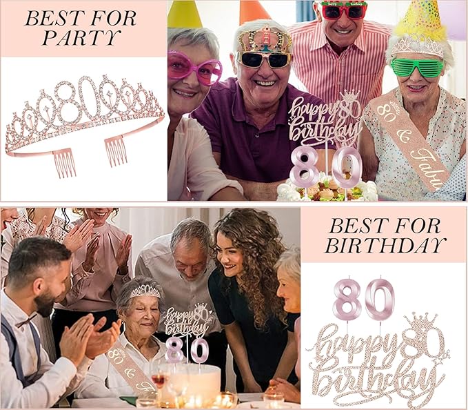 80th Birthday Gifts Decorations for Women Including 80 year old