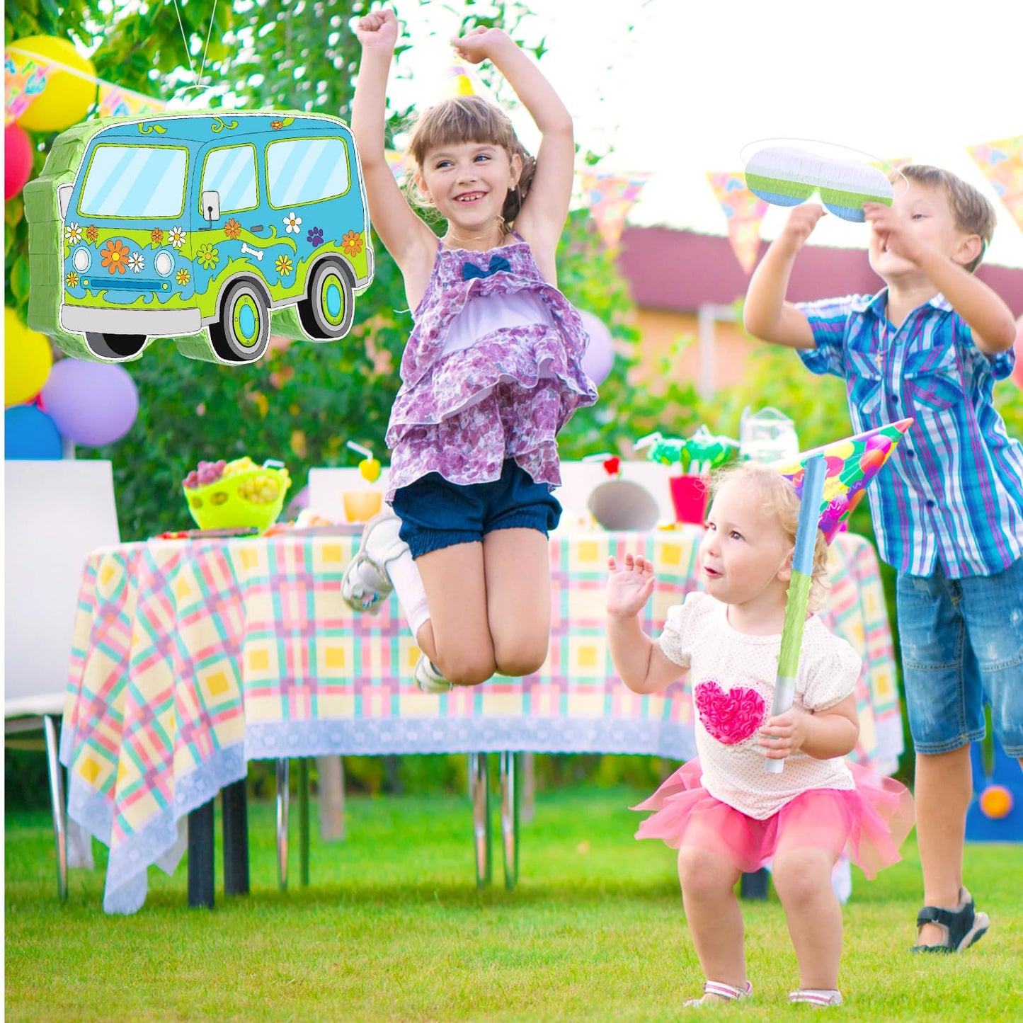 Threan Dog Theme Party Decorations Cartoon Car Piñata Hippie Groovy