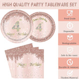 24 Sets 4th Rose Gold Birthday Party Decrations for Girls 4 Birthday