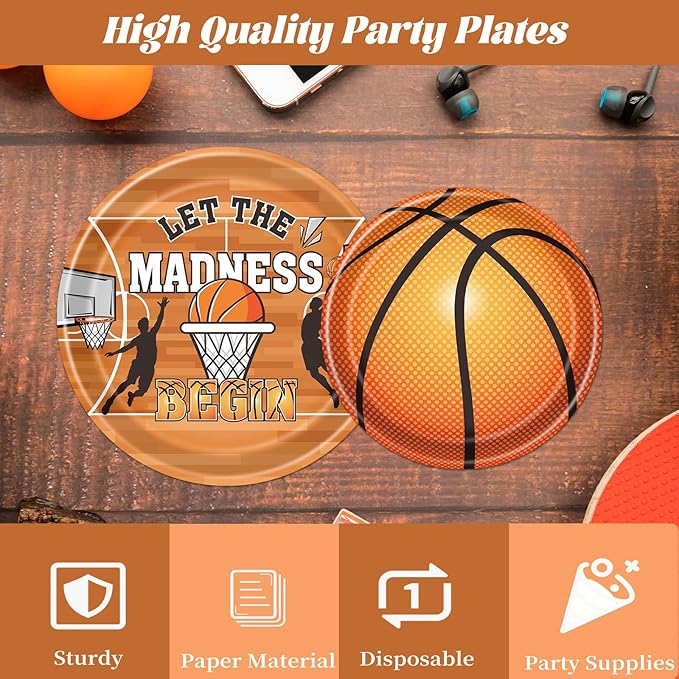 March Basketball Party Decorations 96PCS Let the Madnes Begin