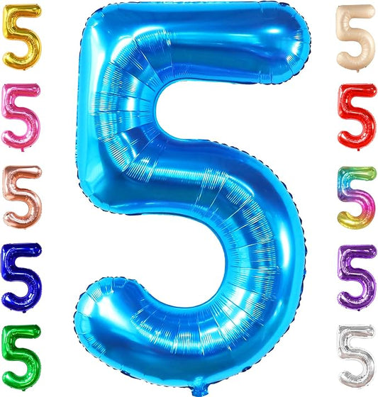 KatchOn, Giant Blue Five Balloon Number - 40 Inch | Number 5 Balloon,