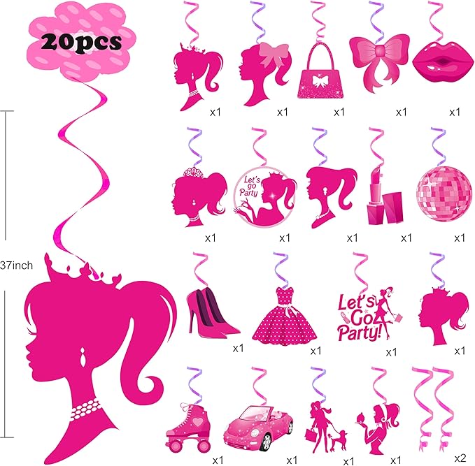 Hot Pink Girl Party Hanging Swirls Pink Party Swirl Ceilings Pink