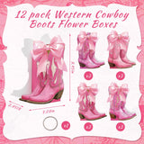 Memorywuu 12 Set Pink Western Cowgirl Bow Boots Flower Boxes