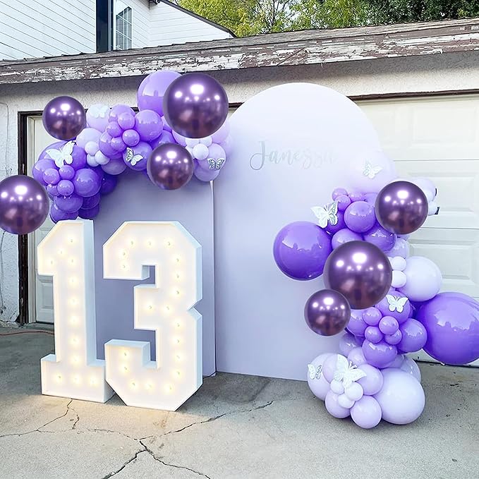 Togvu Purple Balloons, 60 Packs 12 Inch Metallic Chrome Pearl Macaron