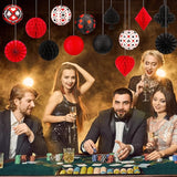 18 Pcs Casino Party Decoration 3D Poker Hanging Paper Lantern Red