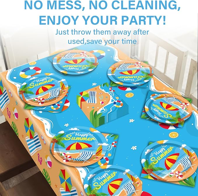 Summer Party Supplies Serves 24 Beach Luau Party Paper Plates