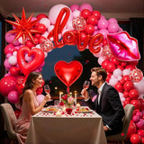 363PCS Valentines Day Balloon Arch Kit with 200 Rose Petals Heart