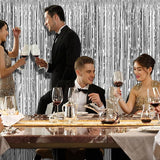2 Pack Silver Backdrop Curtain Party Decorations Foil Fringe Backdrop