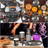 200 Pcs Halloween Baby Shower Paper Plates Cups Napkins Party