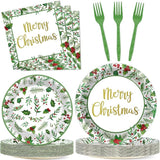 96PCS Christmas Paper Plates and Napkins Set Christmas Party