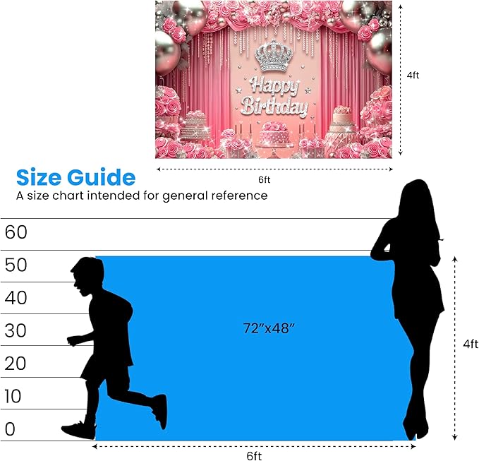 Pink Birthday Backdrop 6x4ft Princess Birthday Party Decorations